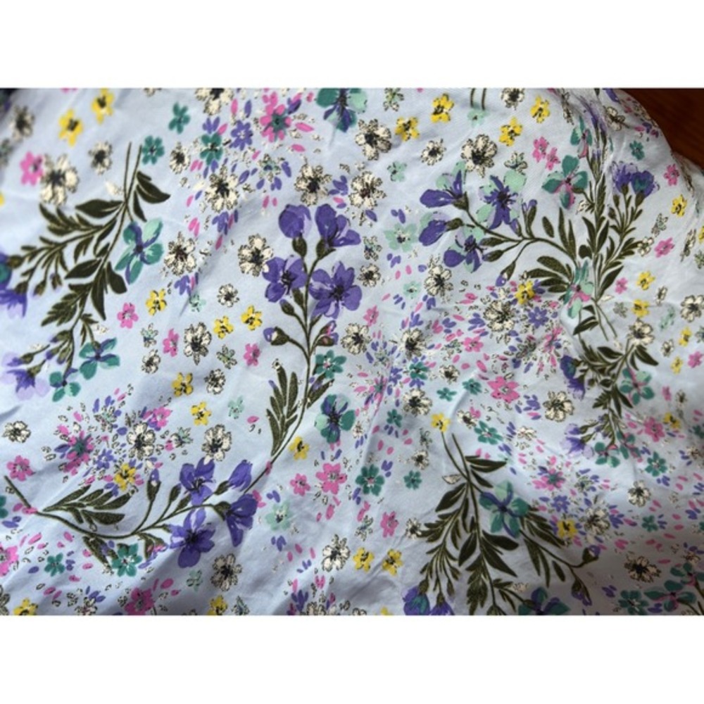 Zara Floral Maxi Skirt Womens XXL Light Blue Wildflower Elastic Waist Casual - Picture 4 of 6